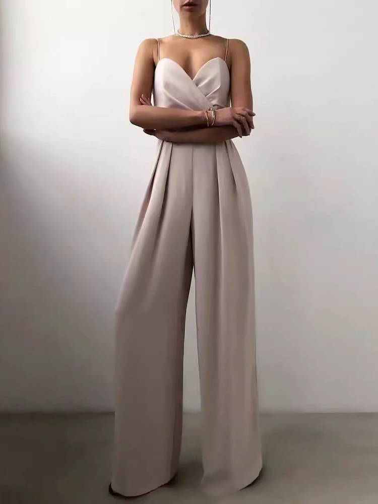 Suspender Tight Waist Straight Mopping Minimalist Jumpsuit - Image 4