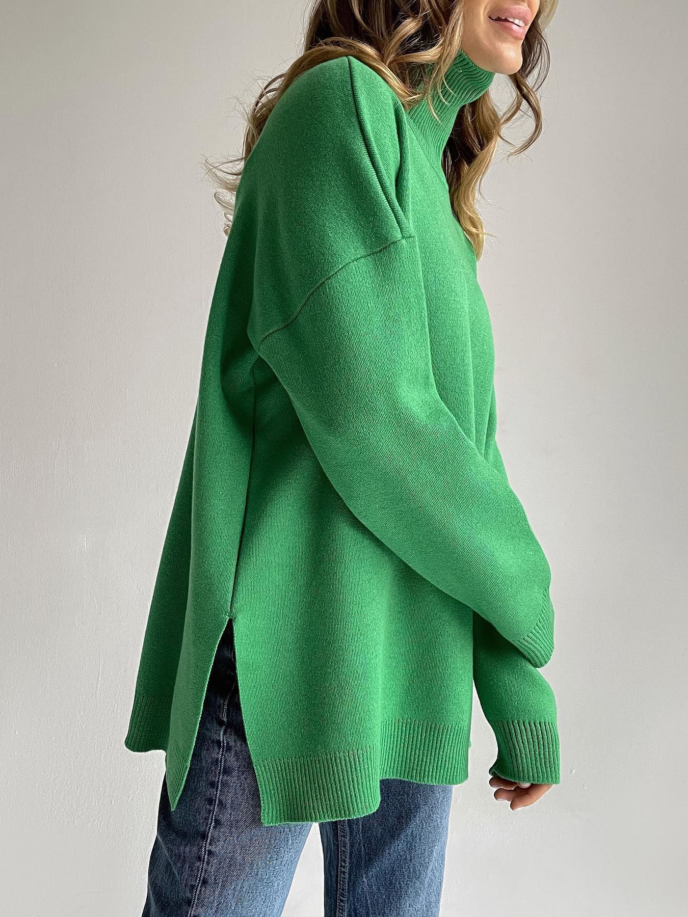 Side Slit Turtleneck Knitted Sweater - Image 4