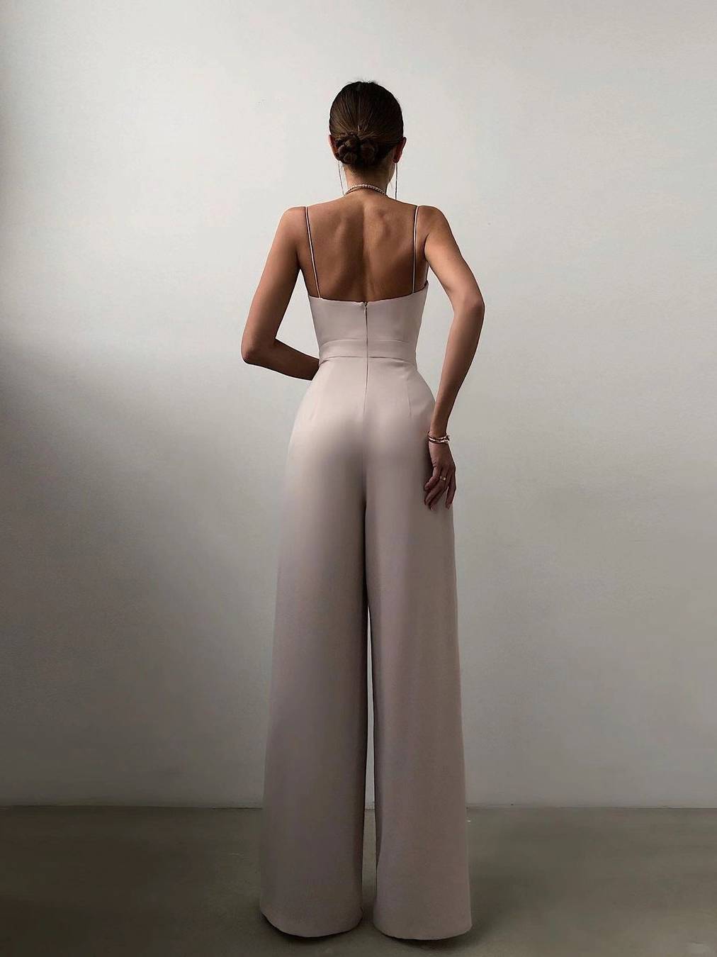 Suspender Tight Waist Straight Mopping Minimalist Jumpsuit - Image 5