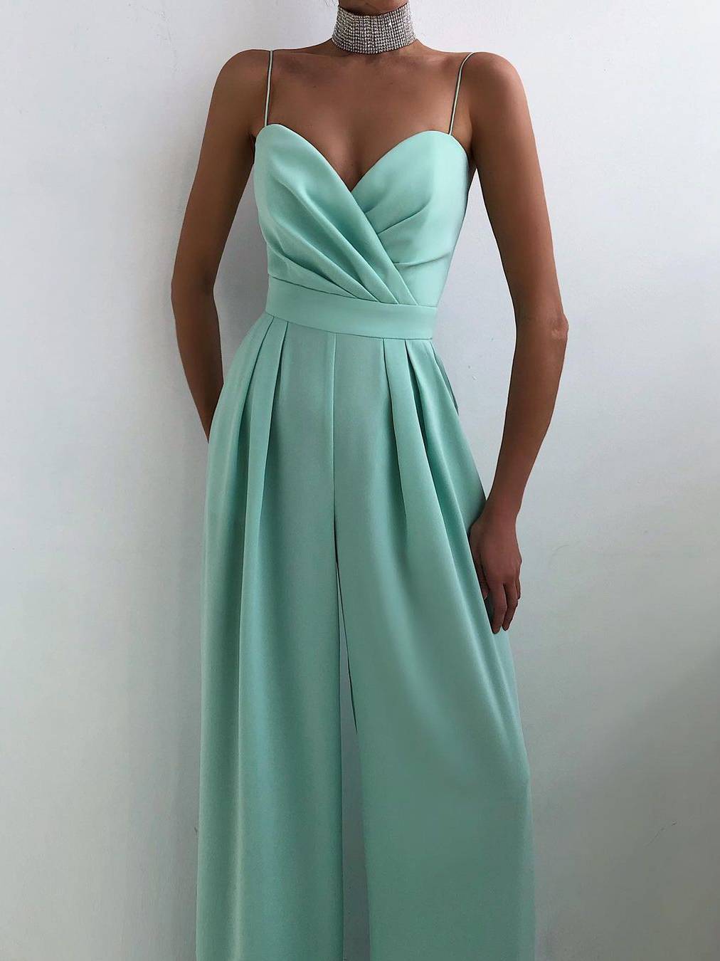 Suspender Tight Waist Straight Mopping Minimalist Jumpsuit - Image 6