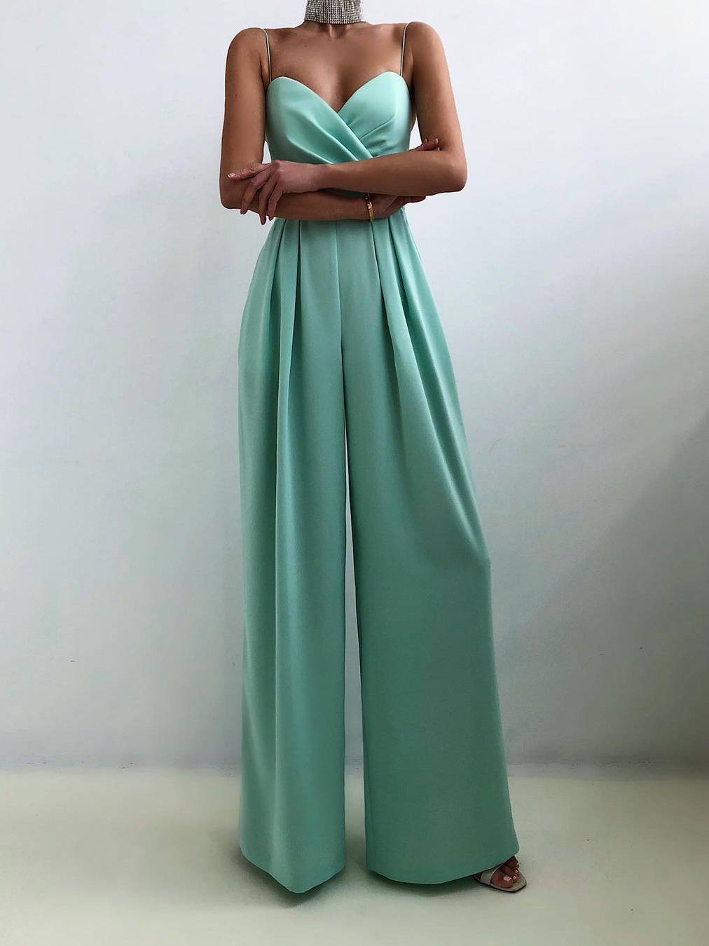 Suspender Tight Waist Straight Mopping Minimalist Jumpsuit - Image 7