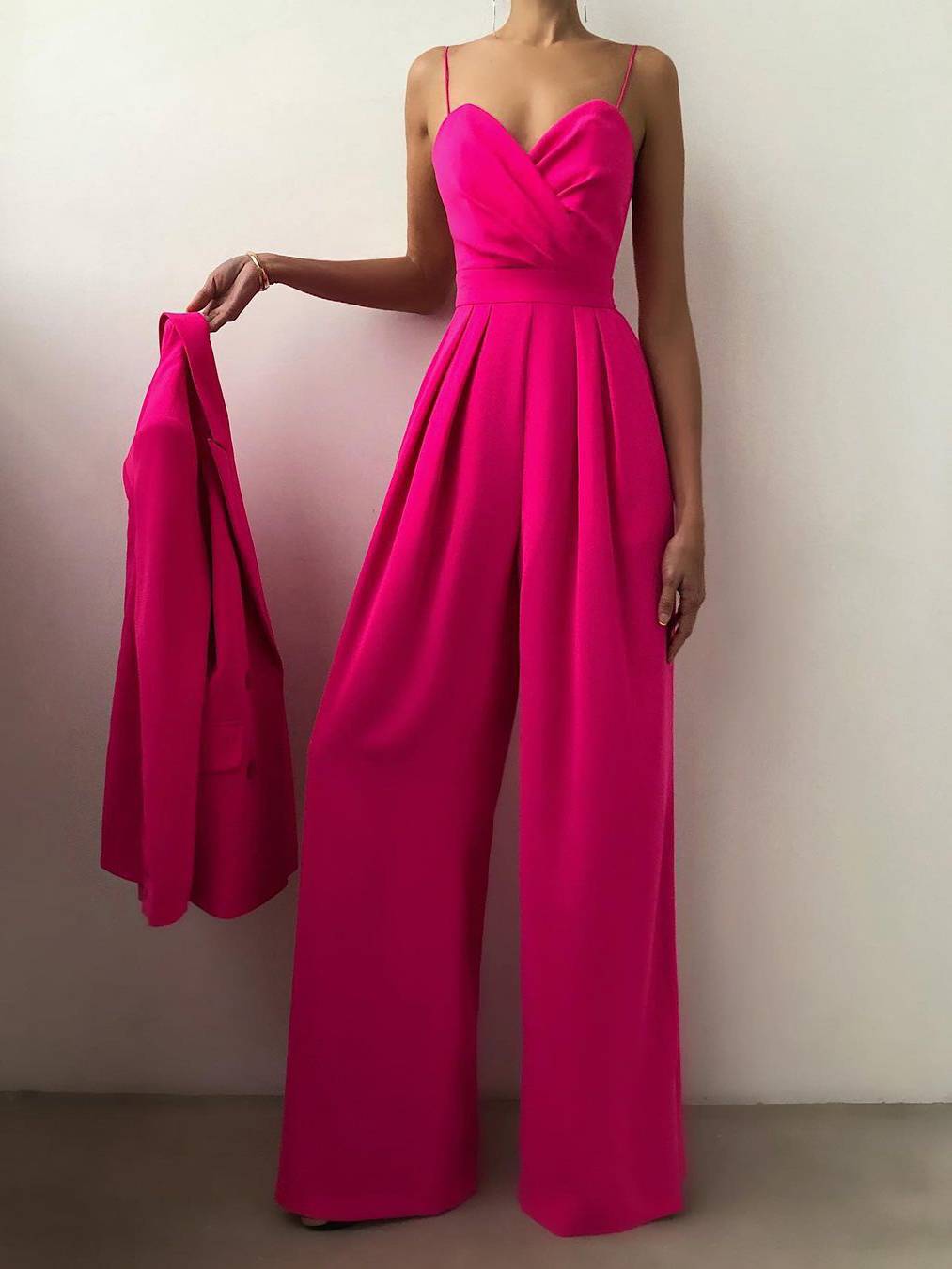Suspender Tight Waist Straight Mopping Minimalist Jumpsuit - Image 8